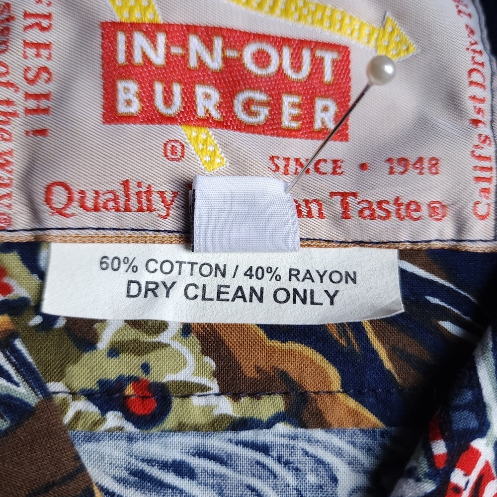 Vintage IN-N-OUT Burger Mens XL Hawaiian Button Up Short Sleeve Shirt Americana - Picture 5 of 8